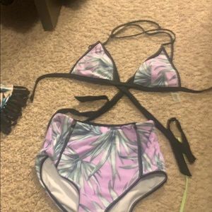 High waisted bathing suit set